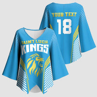 Custom Saint Lucia Kings Cricket Kimono Sleeve Blouse Beinspired Go Champion - Wonder Print Shop