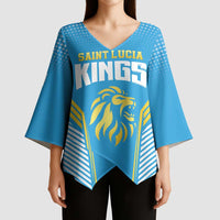 Custom Saint Lucia Kings Cricket Kimono Sleeve Blouse Beinspired Go Champion - Wonder Print Shop