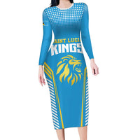 Custom Saint Lucia Kings Cricket Long Sleeve Bodycon Dress Beinspired Go Champion - Wonder Print Shop