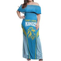 Custom Saint Lucia Kings Cricket Off Shoulder Maxi Dress Beinspired Go Champion - Wonder Print Shop