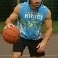 Custom Saint Lucia Kings Cricket Sleeveless Zip Hoodie Beinspired Go Champion - Wonder Print Shop