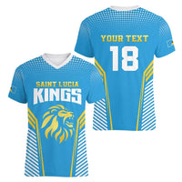 Custom Saint Lucia Kings Cricket Women V-Neck T-Shirt Beinspired Go Champion - Wonder Print Shop