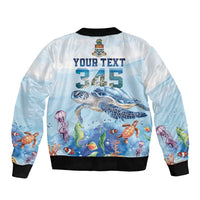 Personalized Cayman Islands 345 Bomber Jacket Watercolor Turtle - Wonder Print Shop