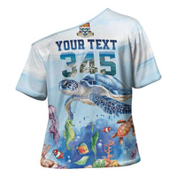 Personalized Cayman Islands 345 Cross Shoulder Shirt Watercolor Turtle - Wonder Print Shop