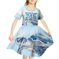 Personalized Cayman Islands 345 Kid Short Sleeve Dress Watercolor Turtle - Wonder Print Shop