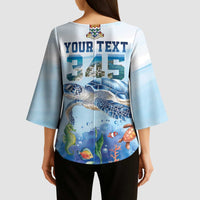 Personalized Cayman Islands 345 Kimono Sleeve Blouse Watercolor Turtle - Wonder Print Shop