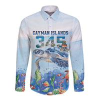 Personalized Cayman Islands 345 Long Sleeve Button Shirt Watercolor Turtle - Wonder Print Shop