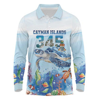 Personalized Cayman Islands 345 Long Sleeve Polo Shirt Watercolor Turtle - Wonder Print Shop