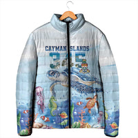 Personalized Cayman Islands 345 Padded Jacket Watercolor Turtle - Wonder Print Shop