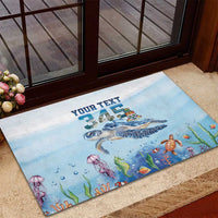 Personalized Cayman Islands 345 Rubber Doormat Watercolor Turtle - Wonder Print Shop