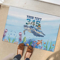 Personalized Cayman Islands 345 Rubber Doormat Watercolor Turtle - Wonder Print Shop