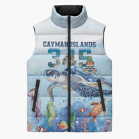 Personalized Cayman Islands 345 Sleeveless Puffer Jacket Watercolor Turtle - Wonder Print Shop