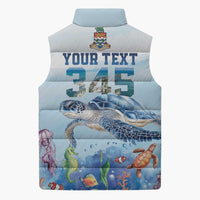 Personalized Cayman Islands 345 Sleeveless Puffer Jacket Watercolor Turtle - Wonder Print Shop