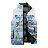 Personalized Cayman Islands 345 Sleeveless Puffer Jacket Watercolor Turtle - Wonder Print Shop