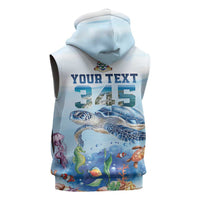Personalized Cayman Islands 345 Sleeveless Zip Hoodie Watercolor Turtle - Wonder Print Shop
