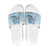 Personalized Cayman Islands 345 Slide Sandals Watercolor Turtle - Wonder Print Shop