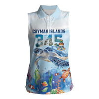 Personalized Cayman Islands 345 Women Sleeveless Polo Shirt Watercolor Turtle - Wonder Print Shop