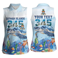 Personalized Cayman Islands 345 Women Sleeveless Polo Shirt Watercolor Turtle - Wonder Print Shop