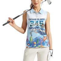 Personalized Cayman Islands 345 Women Sleeveless Polo Shirt Watercolor Turtle - Wonder Print Shop