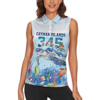 Personalized Cayman Islands 345 Women Sleeveless Polo Shirt Watercolor Turtle - Wonder Print Shop