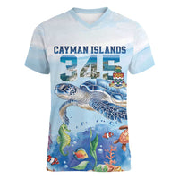 Personalized Cayman Islands 345 Women V-Neck T-Shirt Watercolor Turtle - Wonder Print Shop
