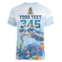 Personalized Cayman Islands 345 Women V-Neck T-Shirt Watercolor Turtle - Wonder Print Shop