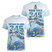Personalized Cayman Islands 345 Women V-Neck T-Shirt Watercolor Turtle - Wonder Print Shop