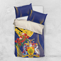 Barbados Coat Of Arms Bedding Set With Dwarf Poinciana Flowers - Wonder Print Shop