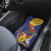 Barbados Coat Of Arms Car Mats With Dwarf Poinciana Flowers - Wonder Print Shop