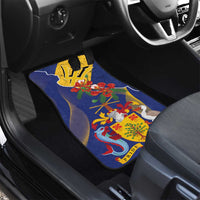 Barbados Coat Of Arms Car Mats With Dwarf Poinciana Flowers - Wonder Print Shop