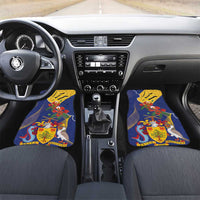 Barbados Coat Of Arms Car Mats With Dwarf Poinciana Flowers - Wonder Print Shop