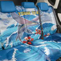 Personalized Barbados Fish Flying Back Car Seat Cover With Stormy Sea Wave - Wonder Print Shop