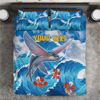 Personalized Barbados Fish Flying Bedding Set With Stormy Sea Wave - Wonder Print Shop
