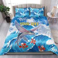 Personalized Barbados Fish Flying Bedding Set With Stormy Sea Wave - Wonder Print Shop