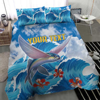 Personalized Barbados Fish Flying Bedding Set With Stormy Sea Wave - Wonder Print Shop