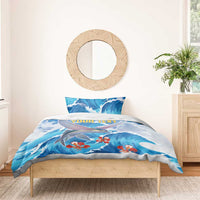 Personalized Barbados Fish Flying Bedding Set With Stormy Sea Wave - Wonder Print Shop