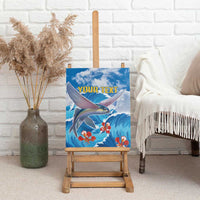 Personalized Barbados Fish Flying Canvas Wall Art With Stormy Sea Wave - Wonder Print Shop