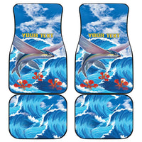 Personalized Barbados Fish Flying Car Mats With Stormy Sea Wave - Wonder Print Shop