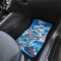 Personalized Barbados Fish Flying Car Mats With Stormy Sea Wave - Wonder Print Shop