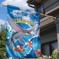 Personalized Barbados Fish Flying Garden Flag With Stormy Sea Wave - Wonder Print Shop