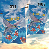 Personalized Barbados Fish Flying Garden Flag With Stormy Sea Wave - Wonder Print Shop