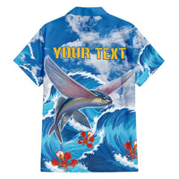 Personalized Barbados Fish Flying Hawaiian Shirt With Stormy Sea Wave - Wonder Print Shop