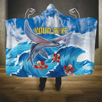 Personalized Barbados Fish Flying Hooded Blanket With Stormy Sea Wave