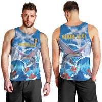 Personalized Barbados Fish Flying Men Tank Top With Stormy Sea Wave - Wonder Print Shop