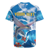 Personalized Barbados Fish Flying Rugby Jersey With Stormy Sea Wave - Wonder Print Shop