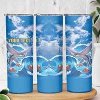Personalized Barbados Fish Flying Skinny Tumbler With Stormy Sea Wave - Wonder Print Shop