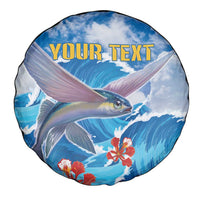 Personalized Barbados Fish Flying Spare Tire Cover With Stormy Sea Wave - Wonder Print Shop
