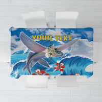 Personalized Barbados Fish Flying Tablecloth With Stormy Sea Wave - Wonder Print Shop