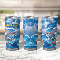 Personalized Barbados Fish Flying Tumbler Cup With Stormy Sea Wave - Wonder Print Shop