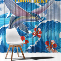 Personalized Barbados Fish Flying Window Curtain With Stormy Sea Wave - Wonder Print Shop